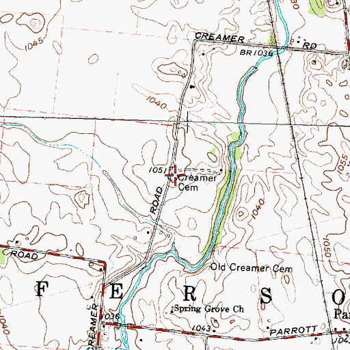 Topographic Map of Creamer Cemetery, OH