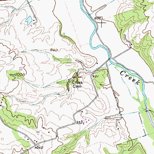 Topographic Map of Creek Cemetery, OH