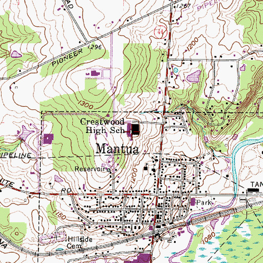 Topographic Map of Crestwood High School, OH