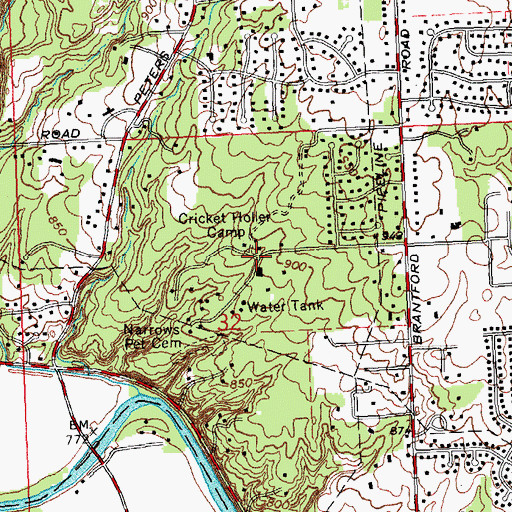 Topographic Map of Cricket Holler Camp, OH