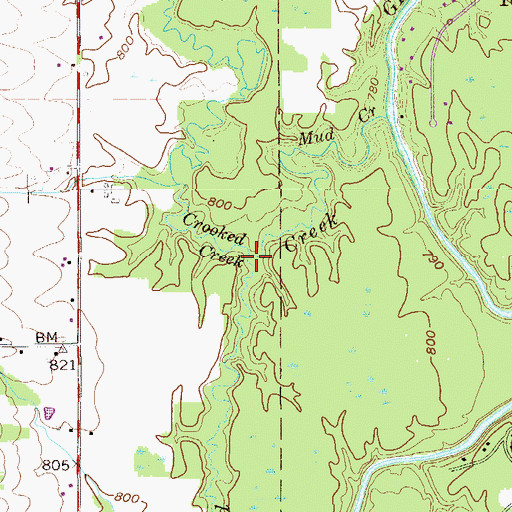 Topographic Map of Crooked Creek, OH