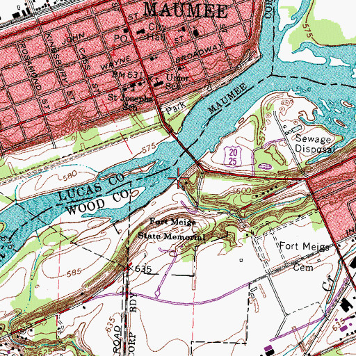 Topographic Map of Crooked Creek, OH