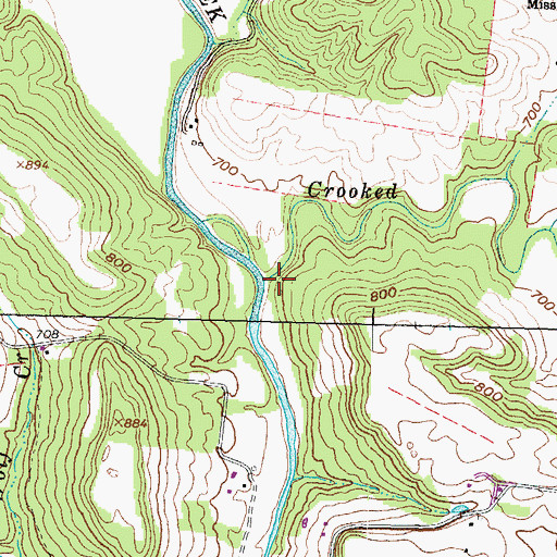 Topographic Map of Crooked Creek, OH