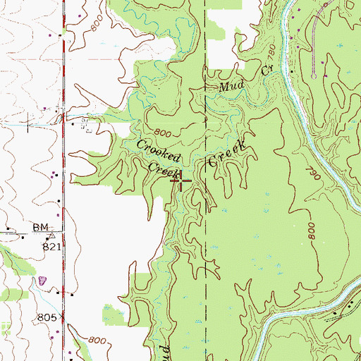 Topographic Map of Crooked Creek, OH