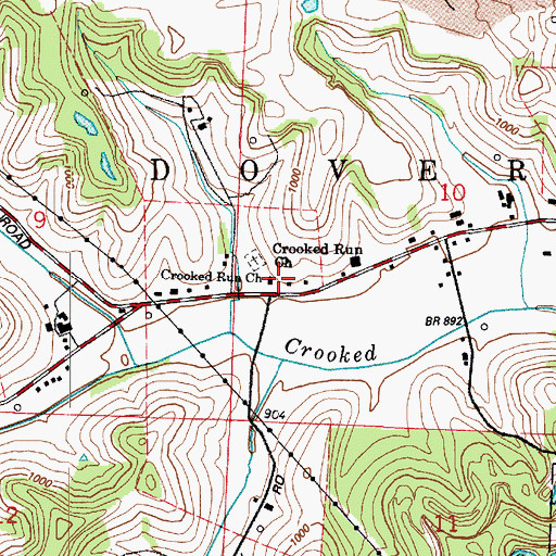 Topographic Map of Crooked Run United Methodist Church, OH
