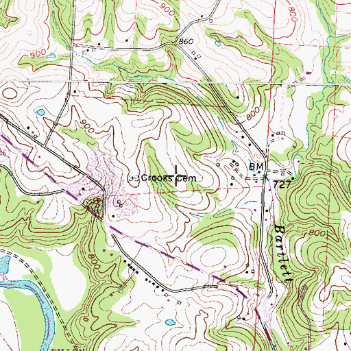Topographic Map of Crooks Cemetery, OH