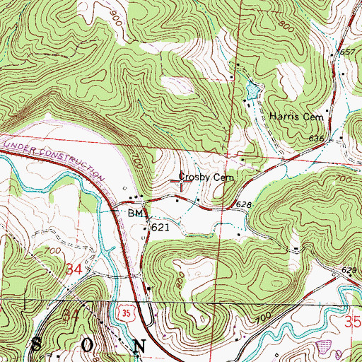 Topographic Map of Crosby Cemetery, OH