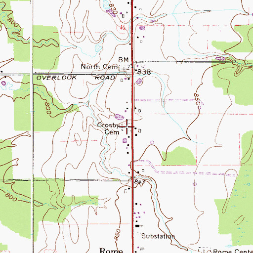 Topographic Map of Crosby Cemetery, OH