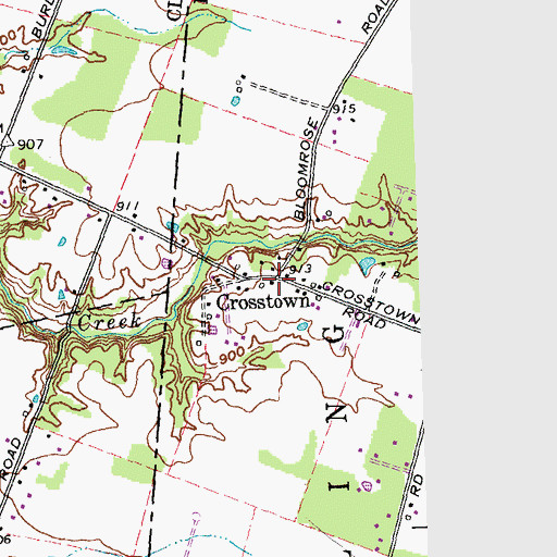 Topographic Map of Crosstown, OH