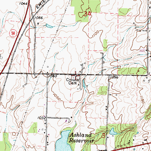 Topographic Map of Crouse Cemetery, OH