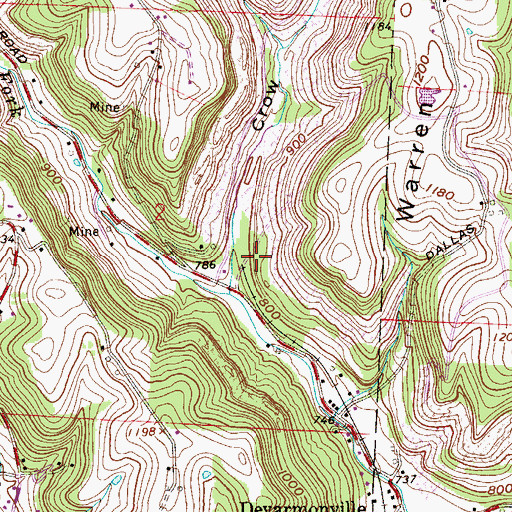 Topographic Map of Crow Hollow, OH