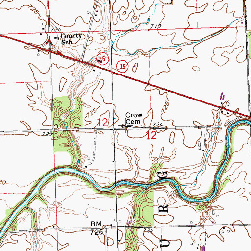 Topographic Map of Crow Cemetery, OH