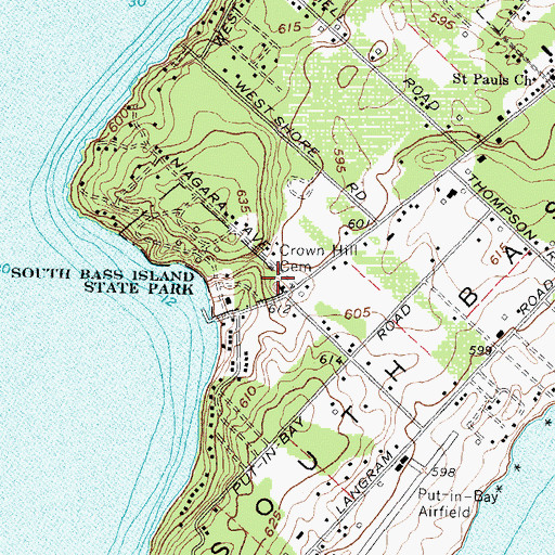 Topographic Map of Crown Hill Cemetery, OH