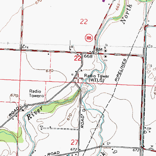 Topographic Map of Cuckle Creek, OH
