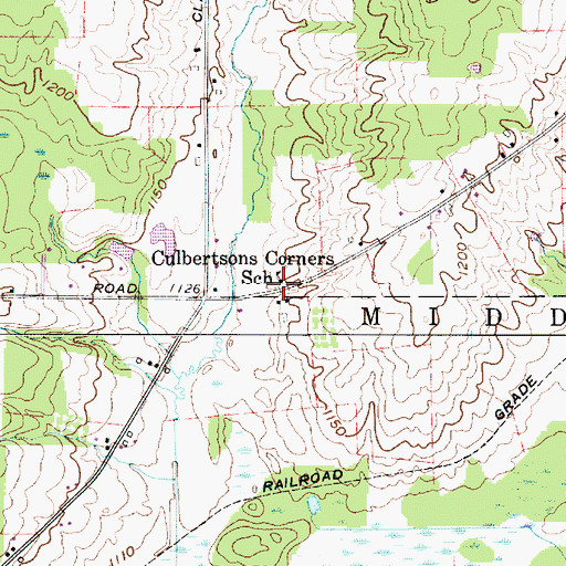 Topographic Map of Culbertsons Corners School, OH