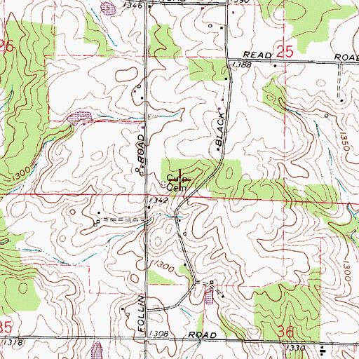 Topographic Map of Culp Cemetery, OH