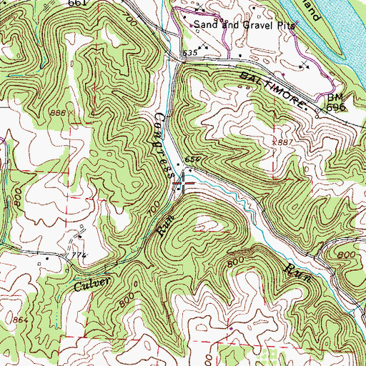 Topographic Map of Culver Run, OH