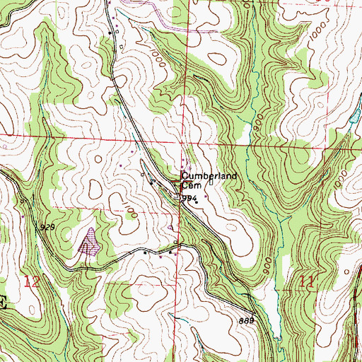 Topographic Map of Cumberland Cemetery, OH
