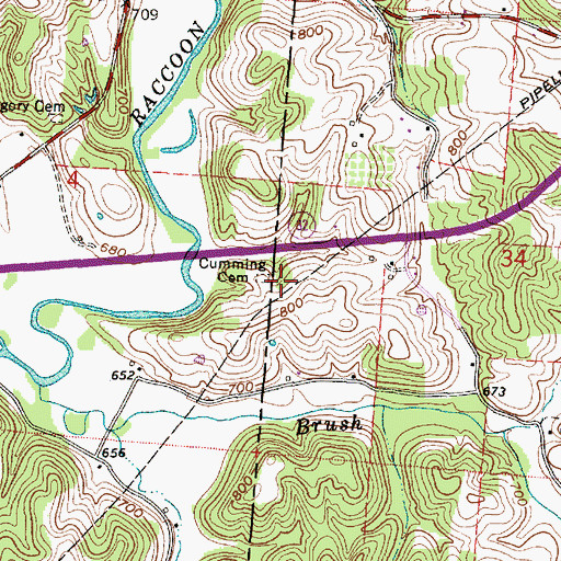 Topographic Map of Cumming Cemetery, OH