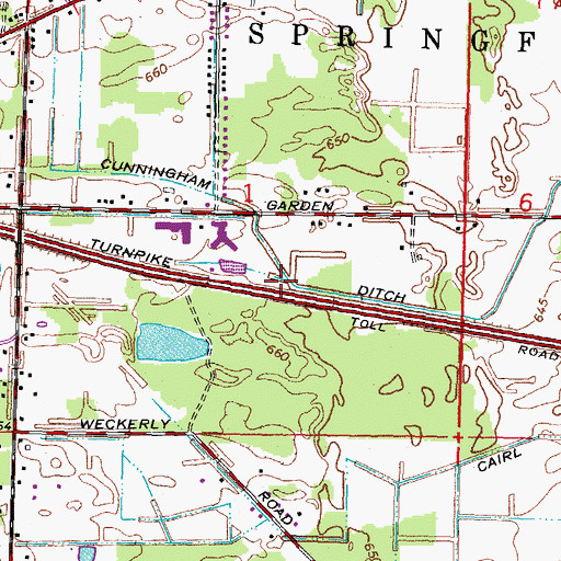 Topographic Map of Cunningham Ditch, OH