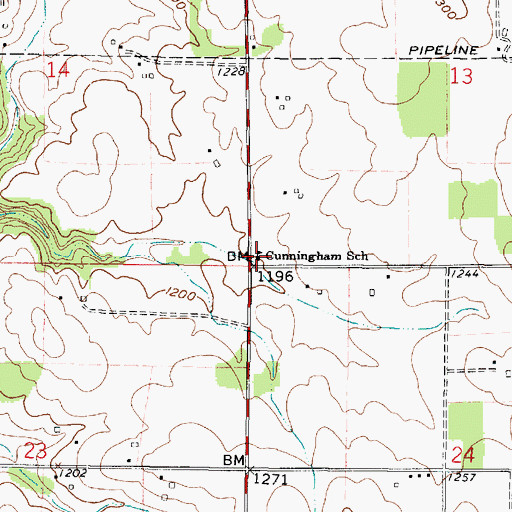 Topographic Map of Cunningham School, OH