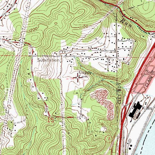 Topographic Map of Cuppy Cemetery, OH