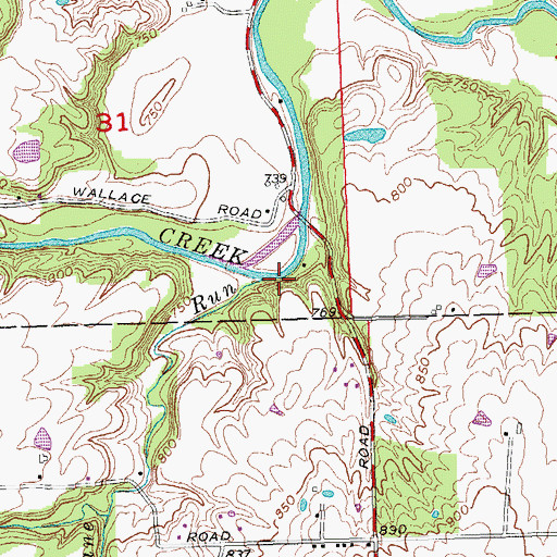 Topographic Map of Curlane Run, OH