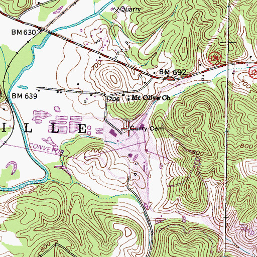 Topographic Map of Curry Cemetery, OH