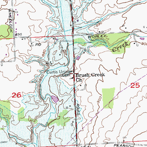 Topographic Map of Curtis Union Cemetery, OH