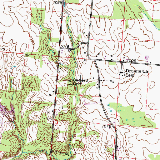 Topographic Map of Custard Cemetery, OH