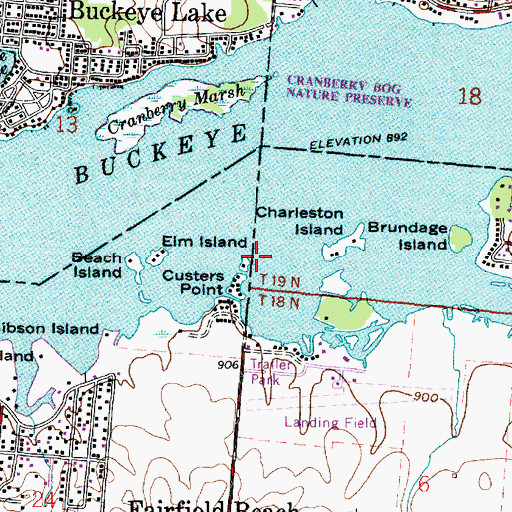 Topographic Map of Custers Point, OH