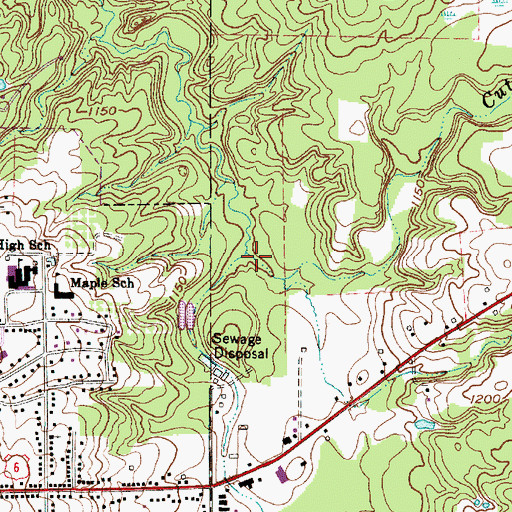 Topographic Map of Cutts Creek, OH