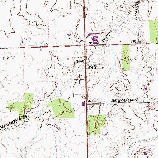 Topographic Map of Dahlinghaus Ditch, OH