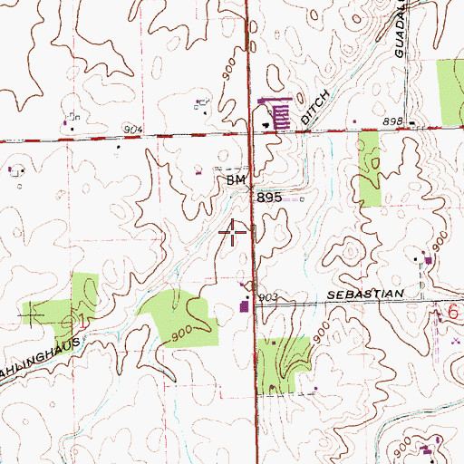 Topographic Map of Dahlinghaus Ditch, OH