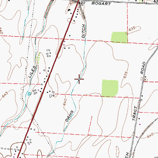 Topographic Map of Dahs Ditch, OH