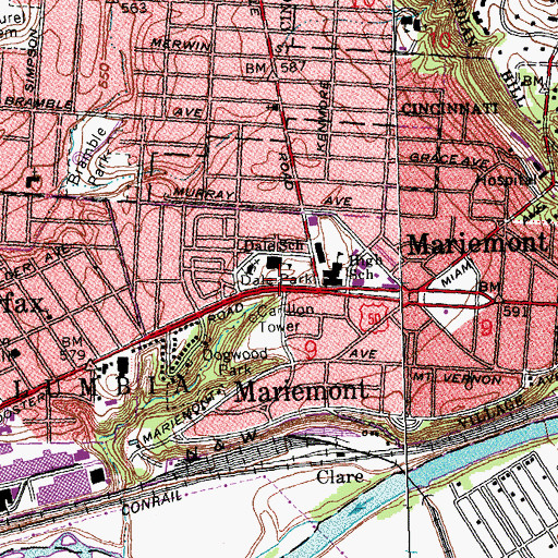 Topographic Map of Dale Park, OH
