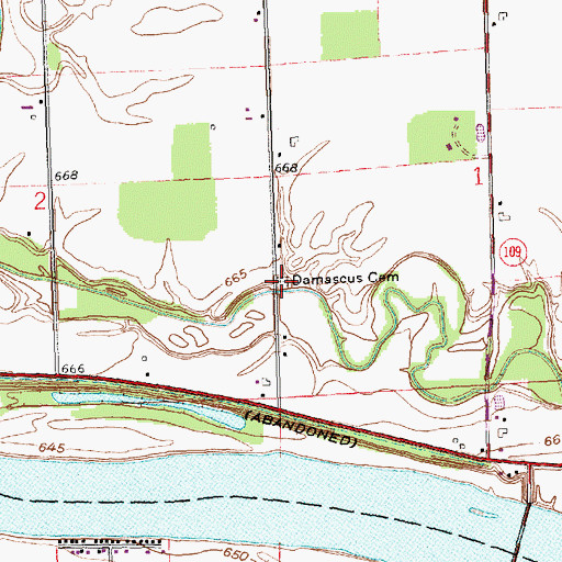Topographic Map of Damascus Cemetery, OH