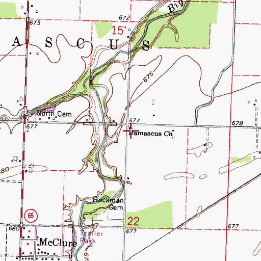 Topographic Map of Damascus Christian Union Church of Christ (historical), OH