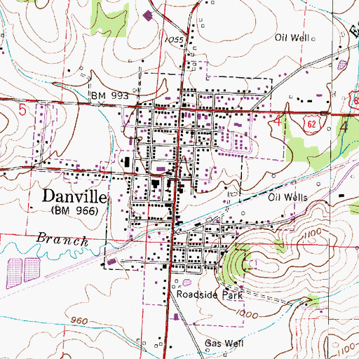 Topographic Map of Danville, OH