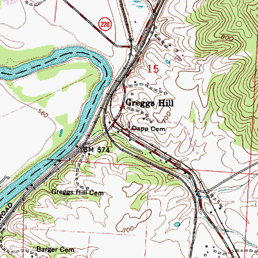 Topographic Map of Dapp Cemetery, OH
