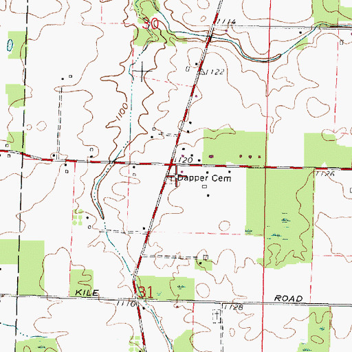 Topographic Map of Dapper Cemetery, OH
