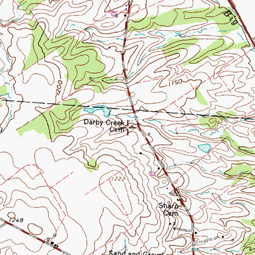 Topographic Map of Darby Creek Cemetery, OH