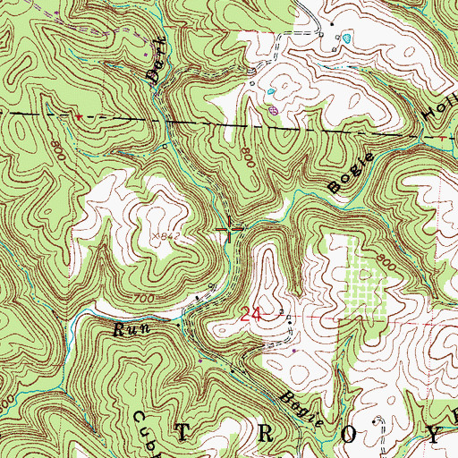 Topographic Map of Dark Cave Run, OH