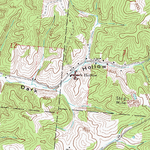 Topographic Map of Dark Hollow Church, OH