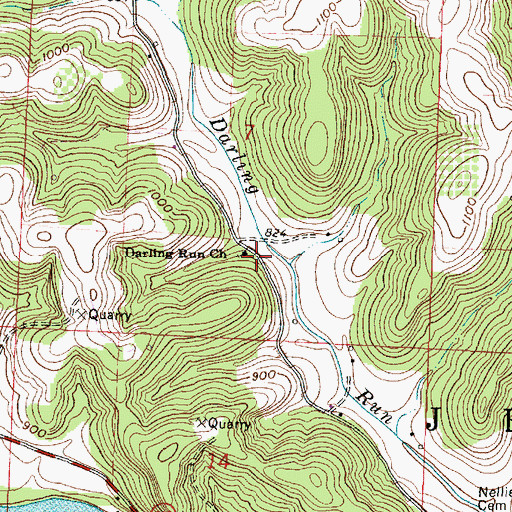 Topographic Map of Darling Run Church, OH