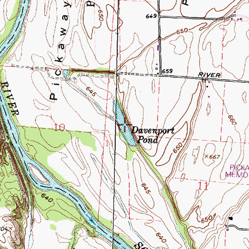 Topographic Map of Davenport Pond, OH