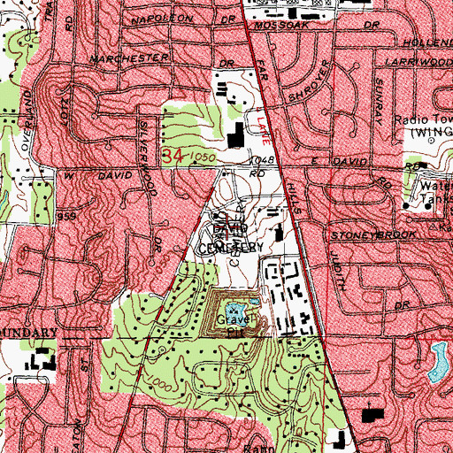Topographic Map of David Cemetery, OH