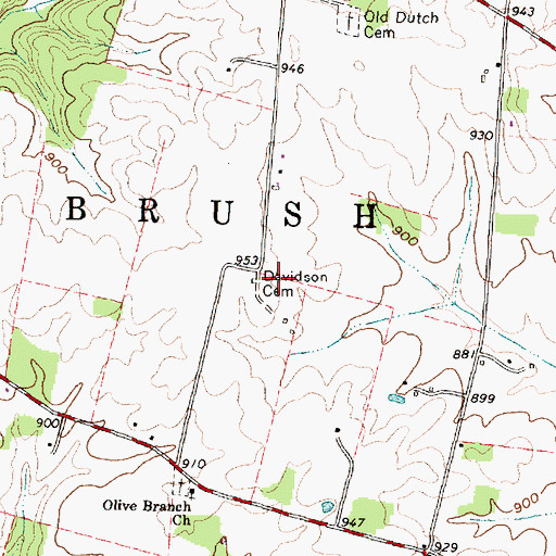 Topographic Map of Davidson Cemetery, OH