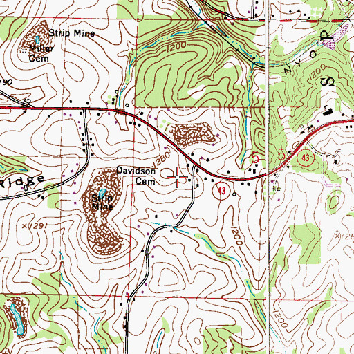 Topographic Map of Davidson Cemetery, OH
