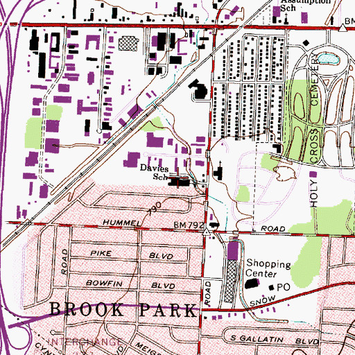 Topographic Map of Davies School, OH